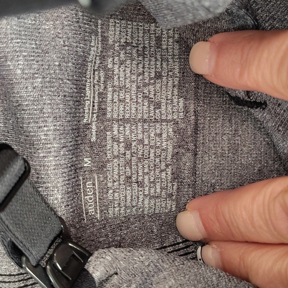 Auden Nursing Lightly Lined Yoga Bra Size Medium Gray Black Straps - Picture 5 of 7